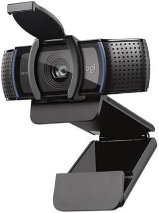 Logitech C920S Pro HD Webcam Bundle with Webcam Stand with Selfie Ring Light and 4-Port USB Hub (3 Items)