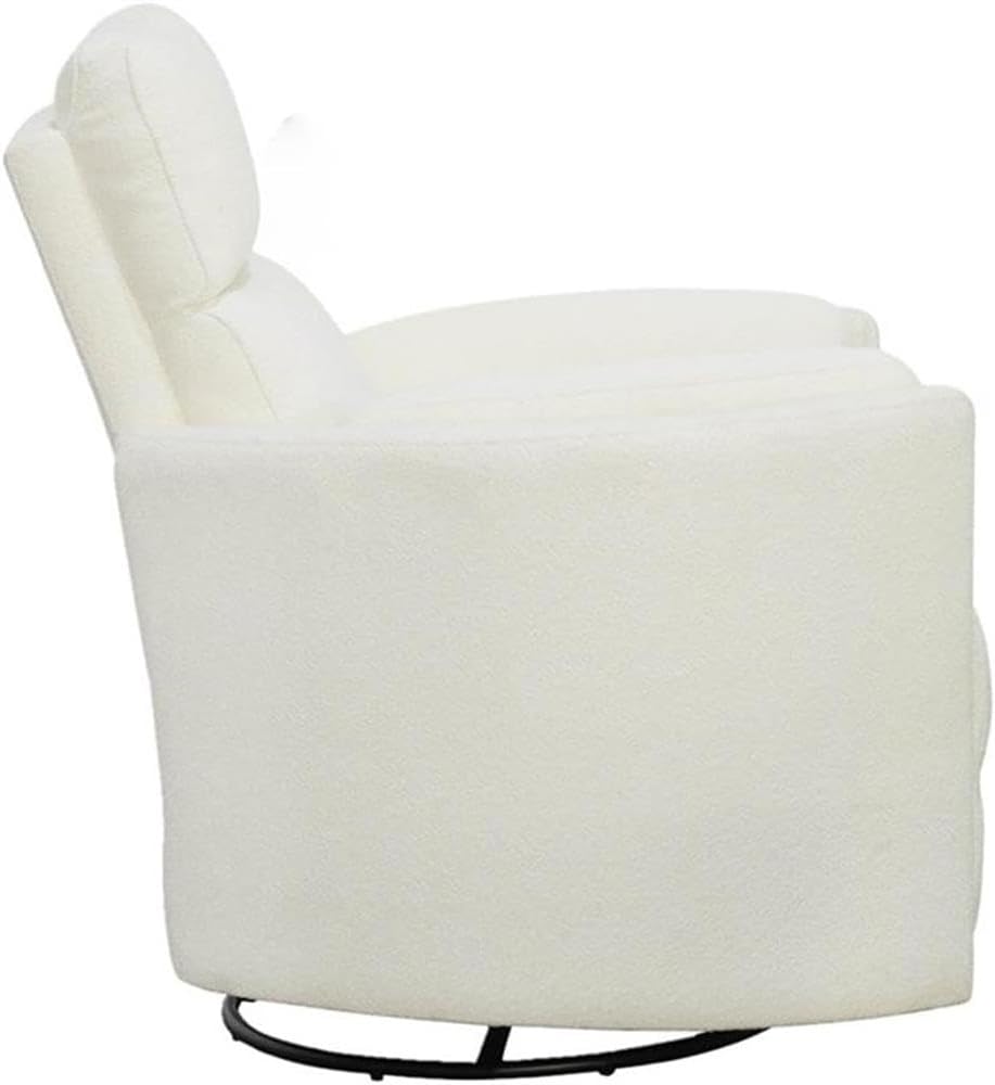 Pemberly Row Fabric Power Swivel Glider Recliner in Revel Oyster/White with USB Charging Ports and 2 Comfort Pillows for Living Room