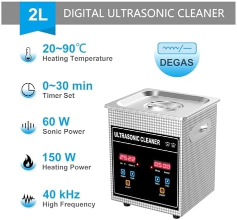 2L Ultrasonic Cleaner, 120W Digital Timer, Professional Jewelry & Coin Cleaner, Compact Nail Art Tool Cleaner, Small Industrial Ultrasonic Machine, Efficient & Powerful Cleaning Solution