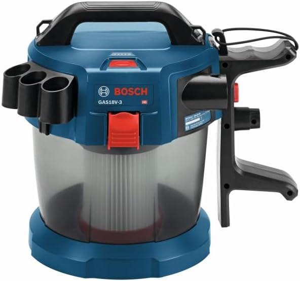 BOSCH GAS18V-3N 18V Cordless Wet Dry Vacuum, 2.6 Gallon Portable Shop Vac & Dust Extractor with HEPA Filter (Bare Tool)