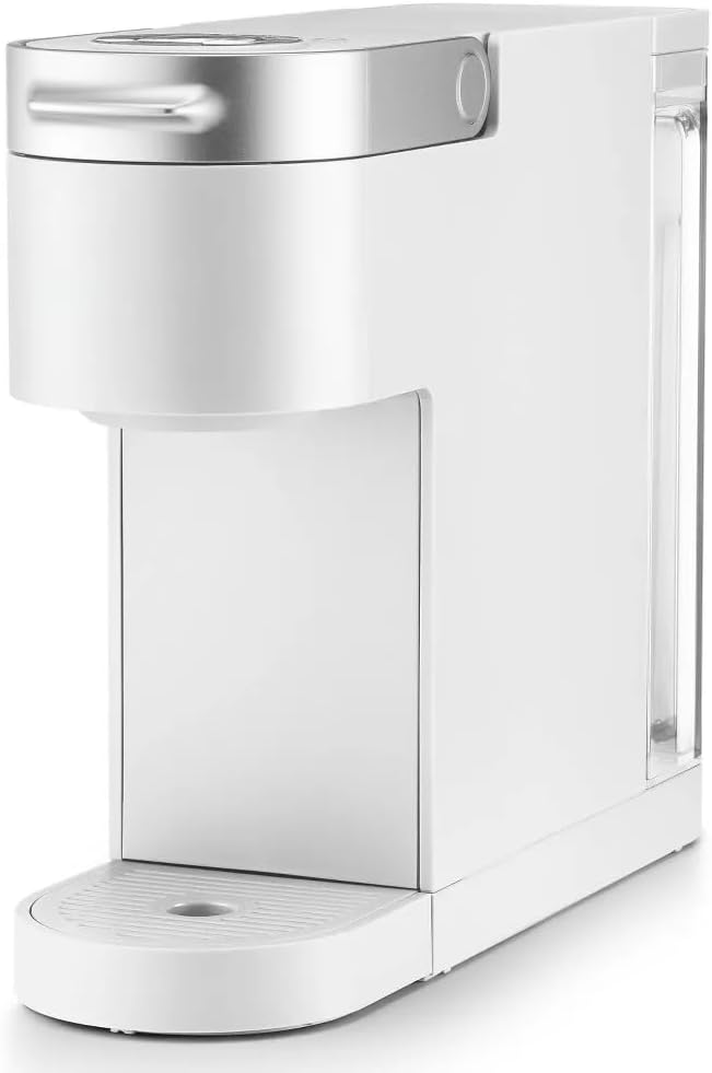 K-Iced Plus Single-Serve Coffee Maker & Espresso Machine - Brews Iced & Hot Coffee, Compact Design, Fits Travel Mugs, 46 oz Removable Water Reservoir, Auto Shut-Off, KCup Compatible, White