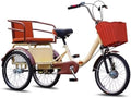 3-Wheel Cruiser Bike with Spoked Wheels, Rear Passenger Seat, Cargo Carrier, Dual Brakes, Folding Pedal Assist Trike for Men & Women, Front Suspension, Dual Chain Drive