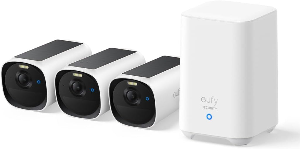 eufy Security eufyCam E40 3-Cam Kit (HomeBase 2), Outdoor Wireless Solar Security Camera, 2K Resolution with Integrated Solar Panel, MaxColor Night Vision, Expandable Local Storage, No Monthly Fee