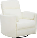 Pemberly Row Fabric Power Swivel Glider Recliner in Revel Oyster/White with USB Charging Ports and 2 Comfort Pillows for Living Room