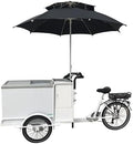 White Electric Ice Cream Tricycle for Vending, 3 Wheel Ice Cream Bike Freezer, 550W Motor, LCD Display, Perfect for Your Ice Cream Business!