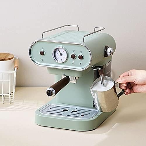 Coffee Maker Electric Coffee Machine Espresso Maker Retro Semi-Automatic Pump Type Cappuccino with Steam Milk Frother Coffee Machine (Light Green)