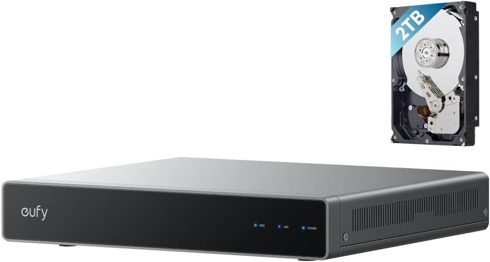 eufy Network Video Recorder S4 for Home Security Cameras, 8CH Up to 16CH, Local AI Agent, Smart Video Search, 2 TB HD, Up to 16 TB, 24/7 Recording, Only Works with eufy PoE Cams and Devices