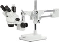 AmScope SM-4TPZ Professional Trinocular Stereo Zoom Microscope with Simultaneous Focus Control, WH10x Eyepieces, 3.5X-90X Magnification, 0.7X-4.5X Zoom Objective, Ambient Lighting, Double-Arm Boom Stand, Includes 0.5X and 2.0X Barlow Lens
