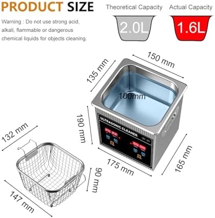 2L Ultrasonic Cleaner 120W Digital Timer - Powerful Jewelry & Coin Cleaner, Nail Art Tool Sterilizer, Compact Industrial Ultrasonic Cleaning Machine