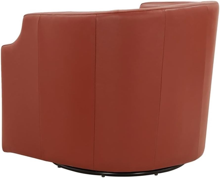 Erenson Caramel Top Grain Leather Swivel Glider Barrel Chair