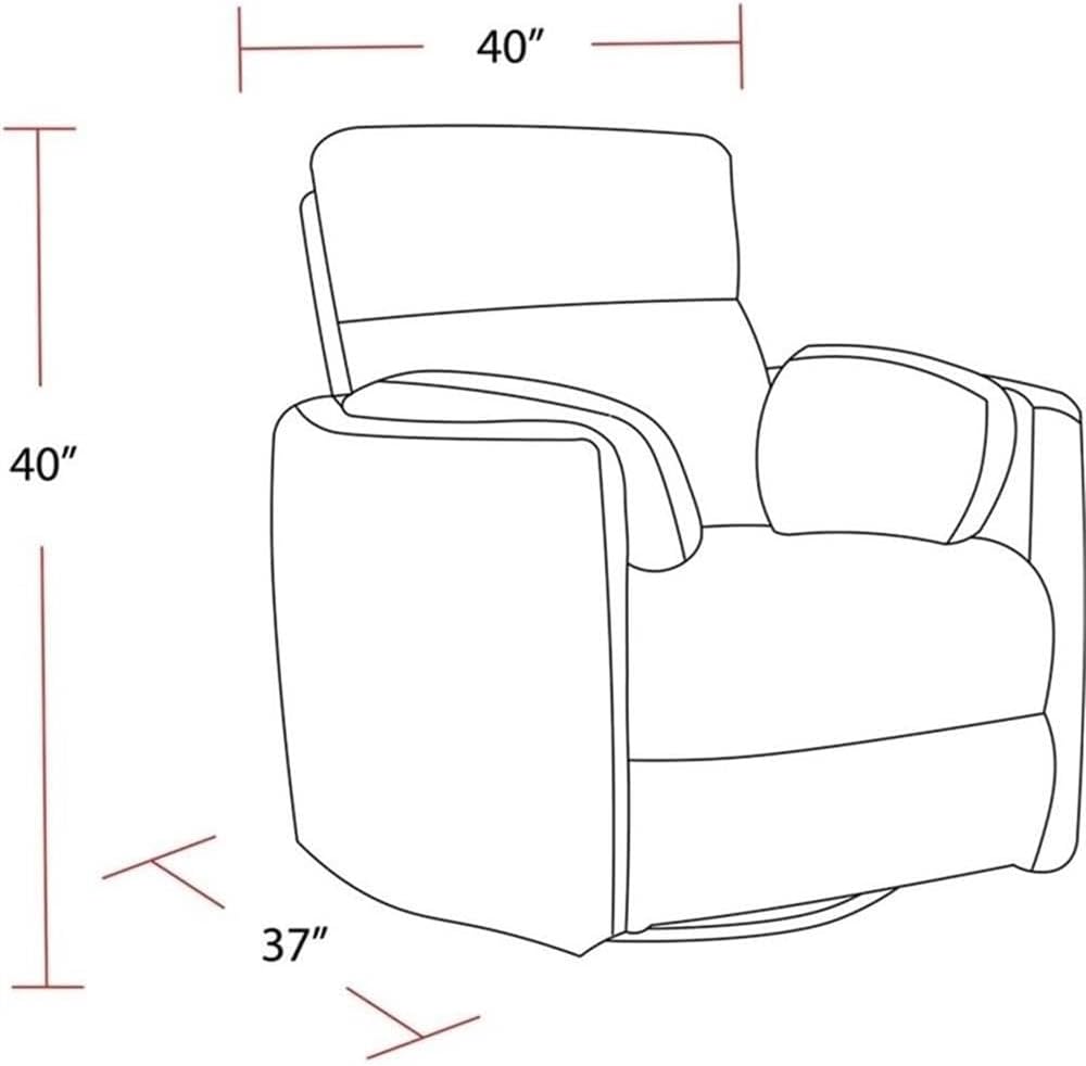 Pemberly Row Fabric Power Swivel Glider Recliner in Revel Oyster/White with USB Charging Ports and 2 Comfort Pillows for Living Room