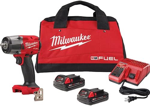 Milwaukee M18 FUEL Mid-Torque 3/8' Impact Wrench with Friction Ring Kit - (2) 2.0Ah Batteries & Charger