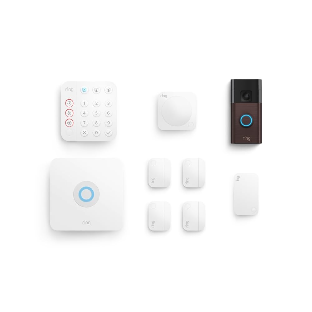 Battery Doorbell (Venetian Bronze) with Alarm 8-piece (White)