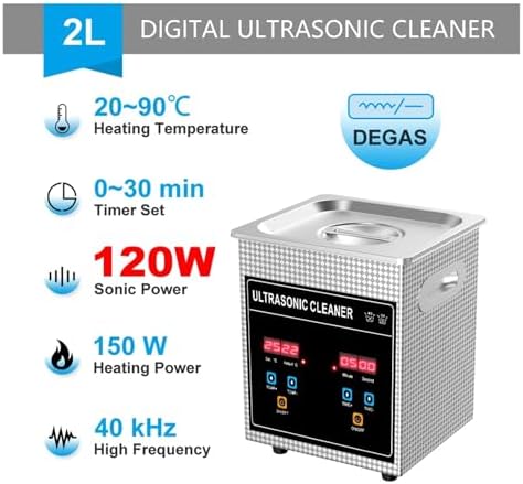 2L Ultrasonic Cleaner 120W Digital Timer - Powerful Jewelry & Coin Cleaner, Nail Art Tool Sterilizer, Compact Industrial Ultrasonic Cleaning Machine