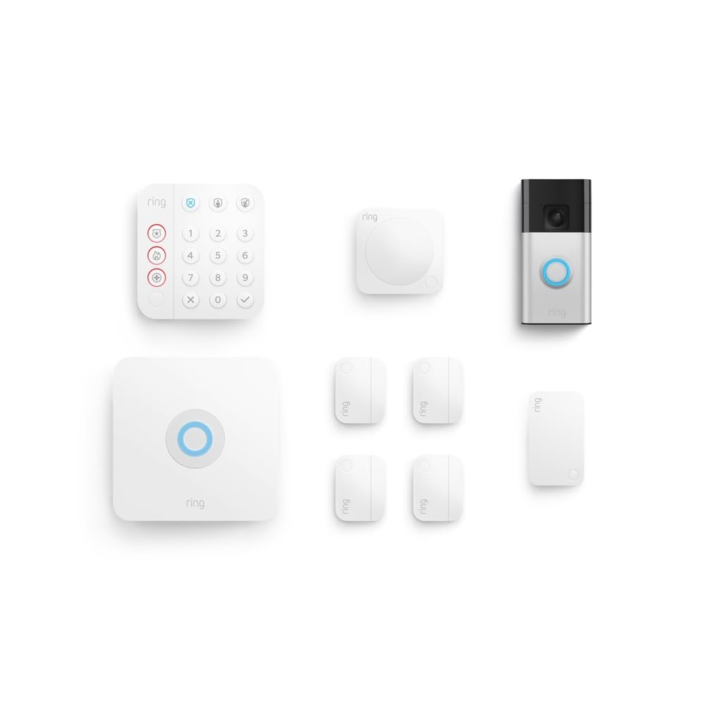 Battery Doorbell (Satin Nickel) with Alarm 8-piece (White)