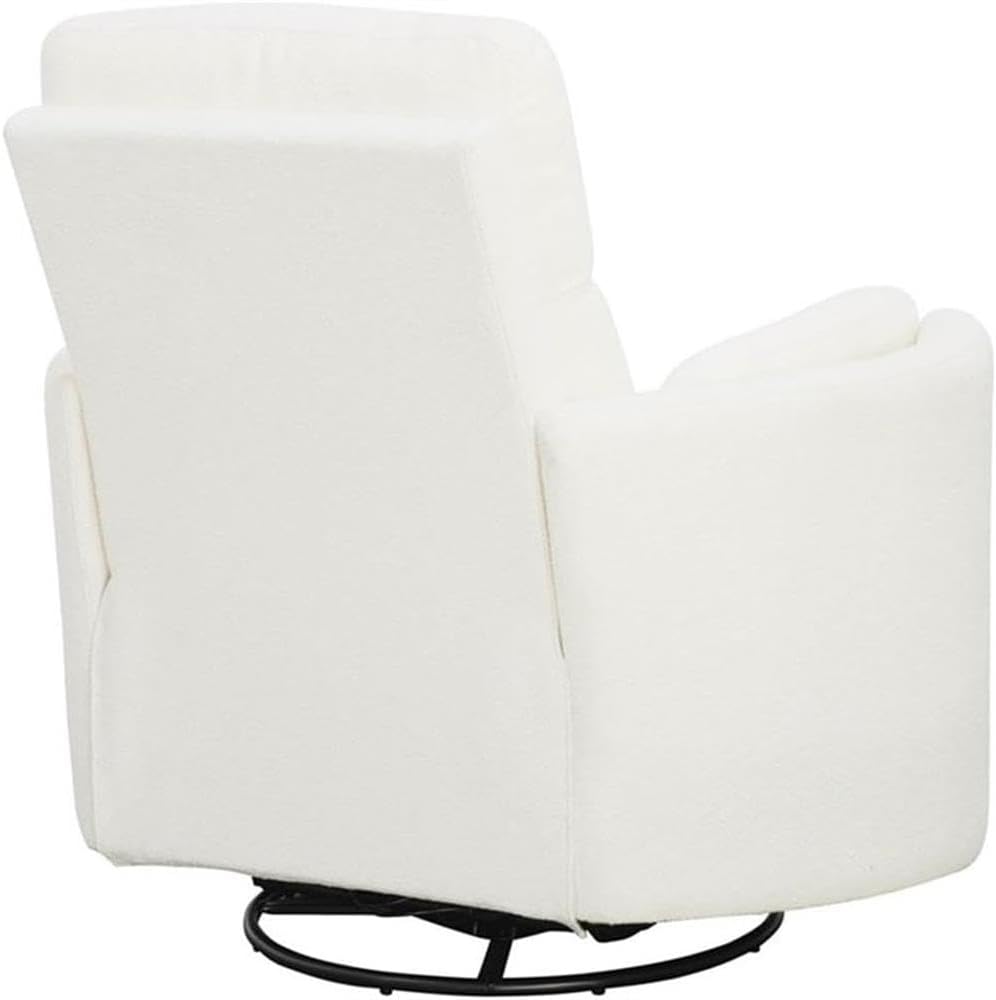 Pemberly Row Fabric Power Swivel Glider Recliner in Revel Oyster/White with USB Charging Ports and 2 Comfort Pillows for Living Room