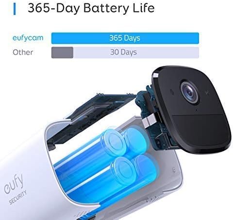 eufyCam 1080p Wireless Home Security Camera System with 365-Day Battery, Wireless 2-Camera Kit, Rechargeable, Night Vision, IP67 Weatherproof and 1 Additional Sensor (Renewed)