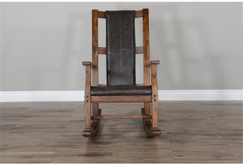 Sunny Designs Savannah Farmhouse Mahogany Wood Rocking Chair in Dark Brown