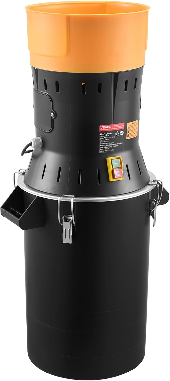VEVOR Electric Grain Mill Grinder, 600W High Power Commercial Spice Grinder, 6.6 Gal Pulverizer Powder Machine with Galvanized Sharp Blades, for Dry Grains, Spices, Cereals, Coffee, Corn & Pepper