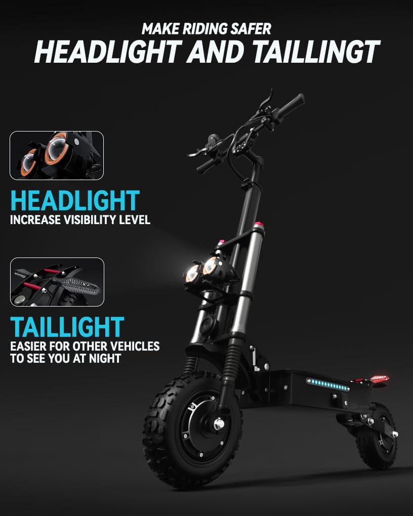 COFANSON Adult Electric Scooter 5600W Dual Motor with Seat, Top Speed 50mph, Range 50-60 Miles, Foldable Commuter Electric Scooter