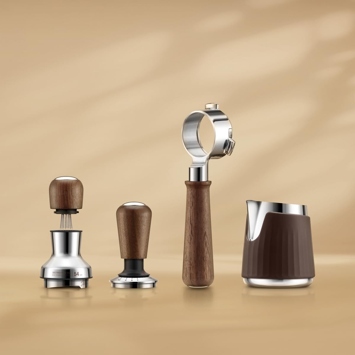 Breville BEA203WLW Distribution Duo Espresso Distribution Tool, 54mm, Walnut