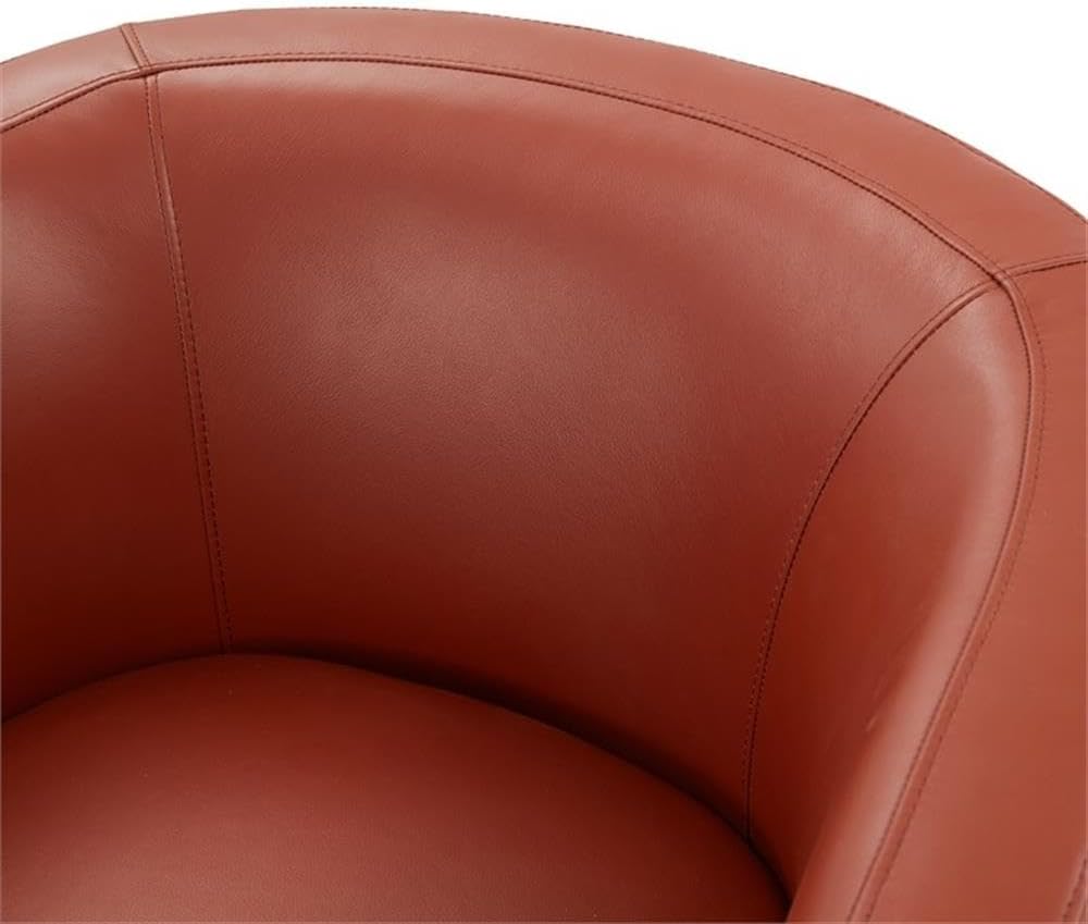 Erenson Caramel Top Grain Leather Swivel Glider Barrel Chair