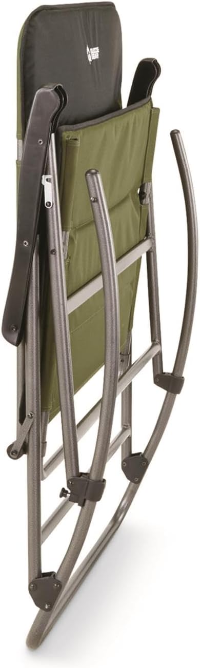 Guide Gear XXL Oversized Rocking Camping Chair, Heavy-Duty 600 lb Capacity Portable Folding Outdoor Camp Rocker Chairs for Adults Hunter Green/Black