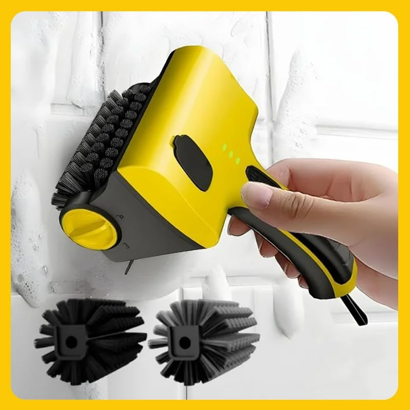 Cordless Electric Grill Cleaner - 360° Rotating BBQ Brush with Replacement Bristles, Safe for Charcoal Grates & All Grill Types, Fast & Efficient Cleaning Tool