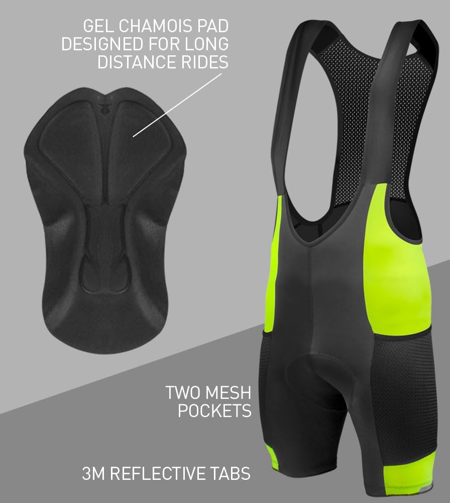 AERO|TECH|DESIGNS | Men's Gel Touring Padded Cycling Bib-Shorts | Large Mesh Storage Pockets | Made in USA