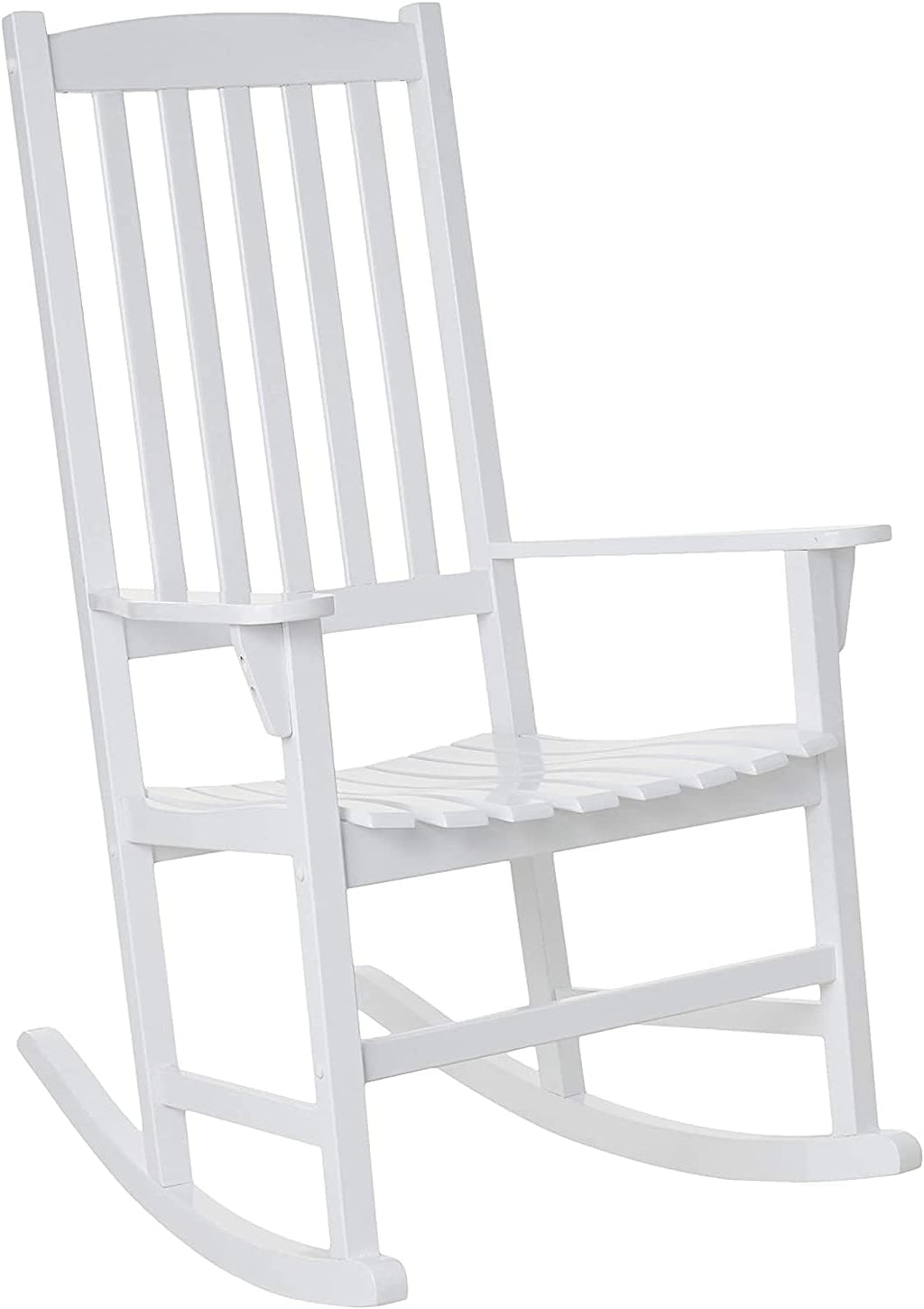 Cambridge Casual Bentley Solid Wood Porch Rocking Chair, White – Outdoor Wooden Rocker for Patio, Front Porch, Comfortable Contoured Seat