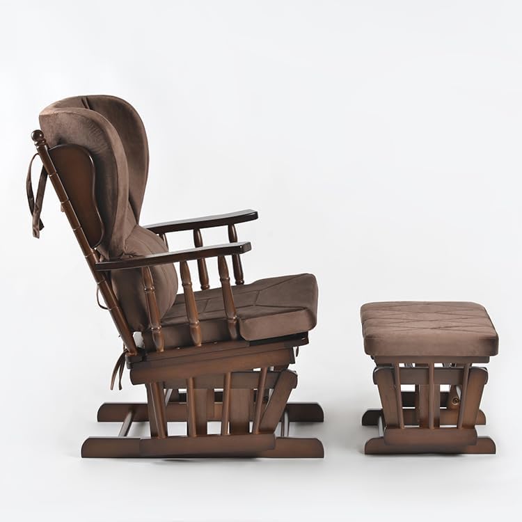 Comfort Deluxe Glider Chair and Ottoman Set (Brown), Large