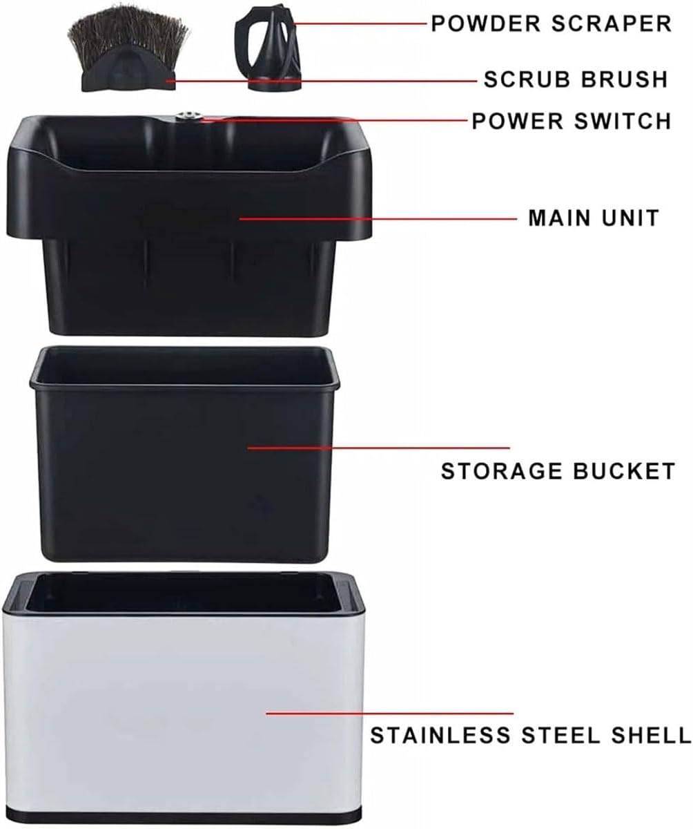 Electric Portafilter Cleaning Machine, Automatic Coffee Grounds Cleaning Machine with 3 Scrapers & 1 Brush Head