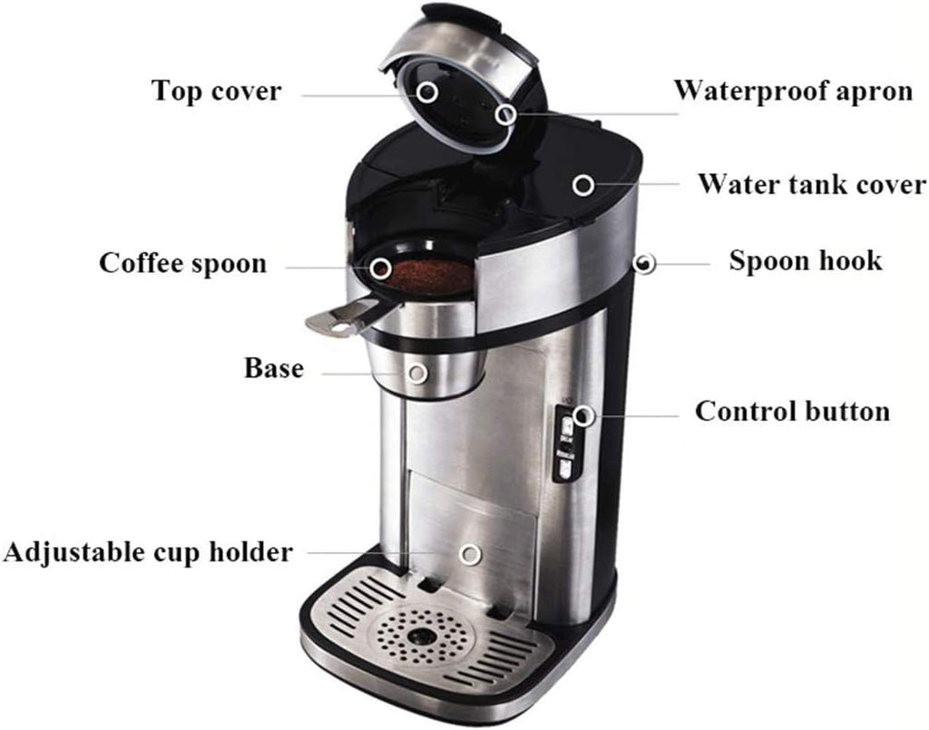 Coffee Machine Coffee Machine Filter Coffee Machine,Detachable Filter Automatic Coffee Makers for One Cup Stainless Steel 1300W