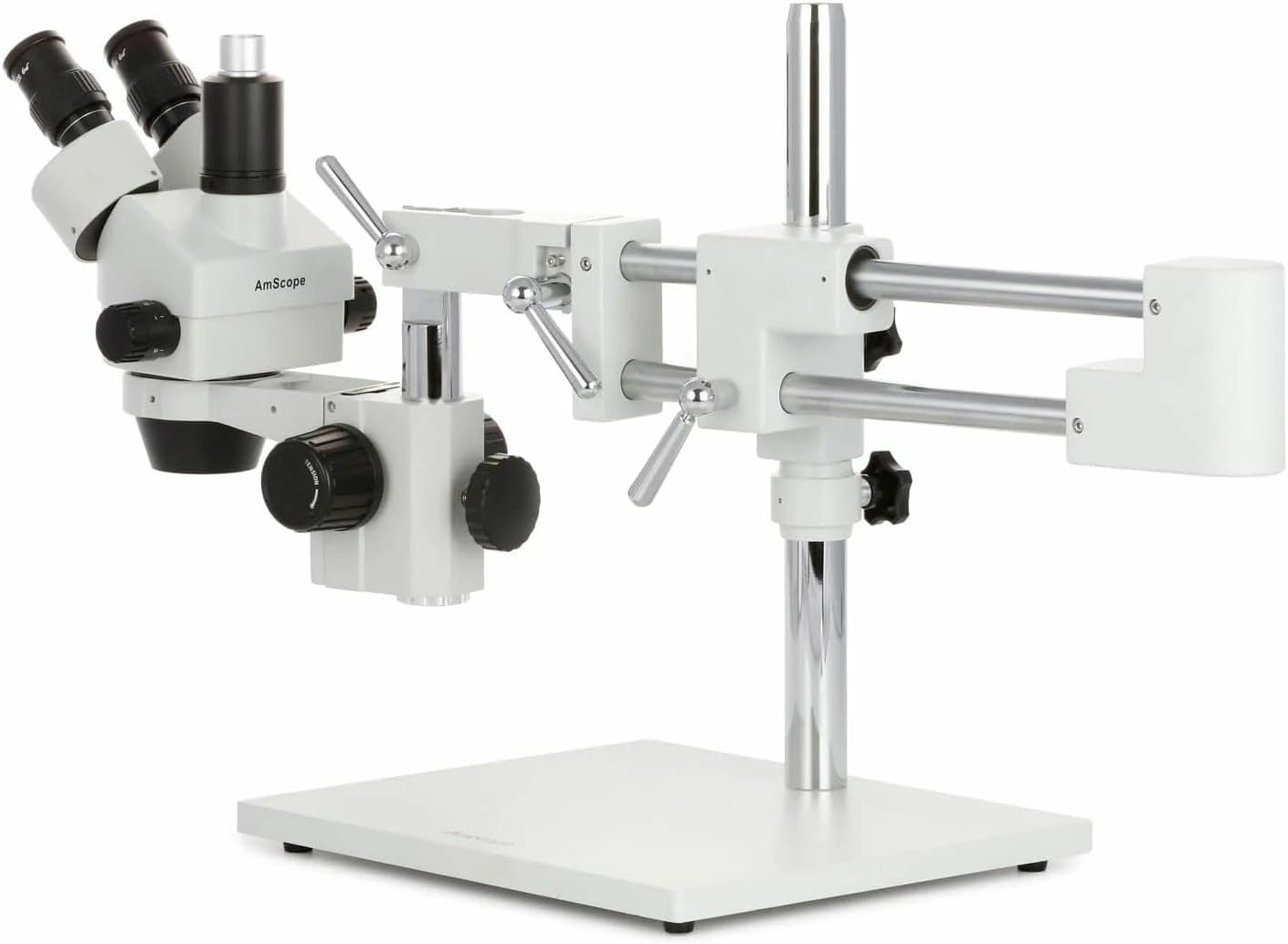 AmScope 3.5X-90X Simul-Focal Stereo Zoom Microscope on Boom Stand with 144-LED Ring Light and 10MP USB3 Camera