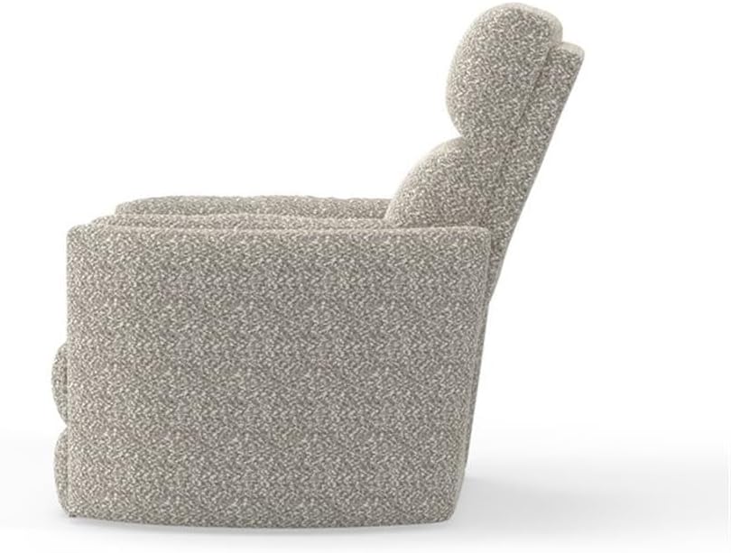 Pemberly Row Contemporary Fabric Swivel Glider Recliner in White with USB Charging Ports and 2 Comfort Pillows for Living Room