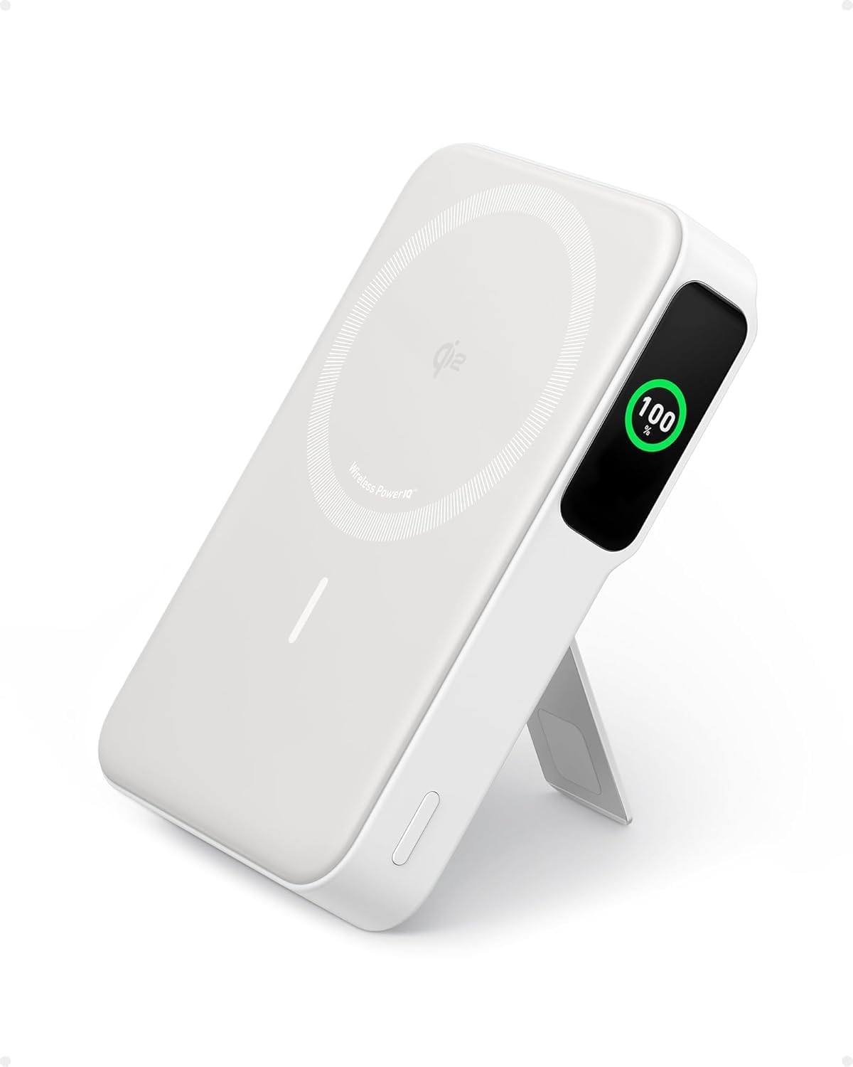 Anker MagGo Power Bank 10,000mAh MagSafe Charger Stand Compatible, MagGo 2-in-1 Charging Station