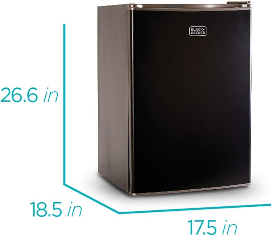 BLACK+DECKER BCRK25B Compact Refrigerator Energy Star Single Door Mini Fridge with Freezer, 2.5 Cubic Feet, Black & Keurig® K-Supreme Single Serve K-Cup Pod Coffee Maker, MultiStream Technology, Black