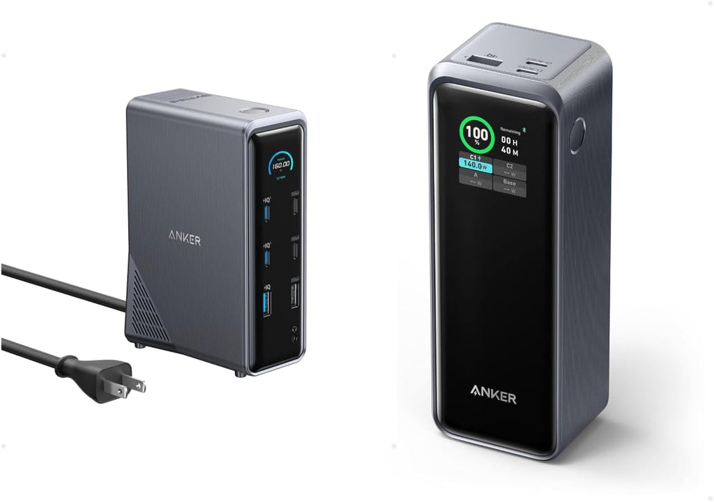 Anker Prime Charging Docking Station with 160W Max Output, 14 Ports, Dual 4K Displays with Anker Prime Power Bank, 27,650mAh 3-Port 250W Portable Charger for MacBook, iPhone, Samsung