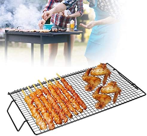 Iron Non-Stick BBQ Barbecue Mesh Handle Rack Barbecue Mesh Grill Net for Outdoor BBQ Party Camping BBQ Mesh