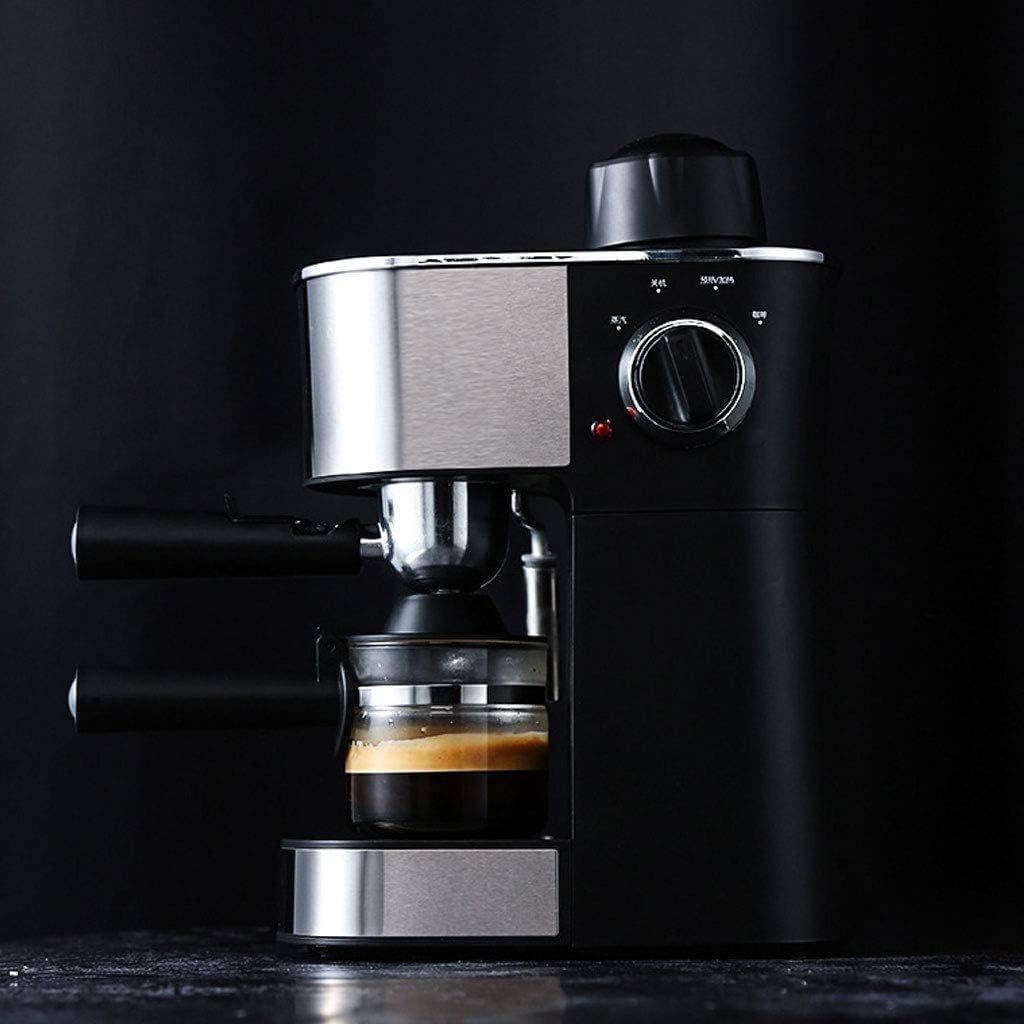 Coffee machine Coffee Machine 800W Semi-Automatic Espresso Coffee Machine Steam Type Overheat Overvoltage Protection Pause Function Coffee Maker Stainless Steel Decoration Black