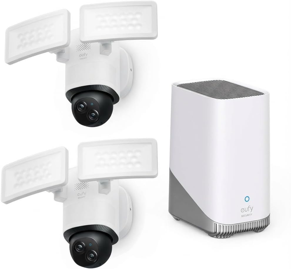eufy Security Floodlight Camera E340 2kit with HomeBase S380 (HomeBase 3)