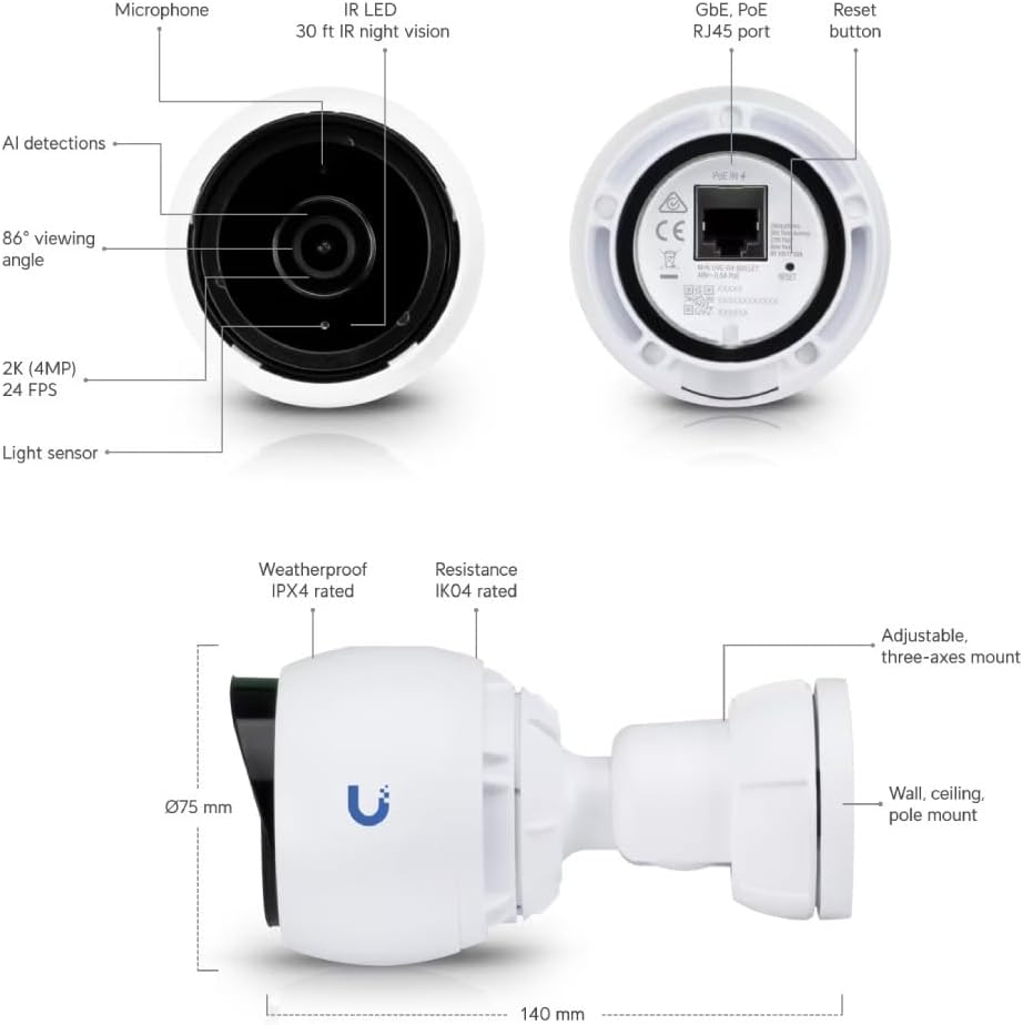 Ubiquiti UniFi Protect G4-Bullet 4 MP White Outdoor Security Camera