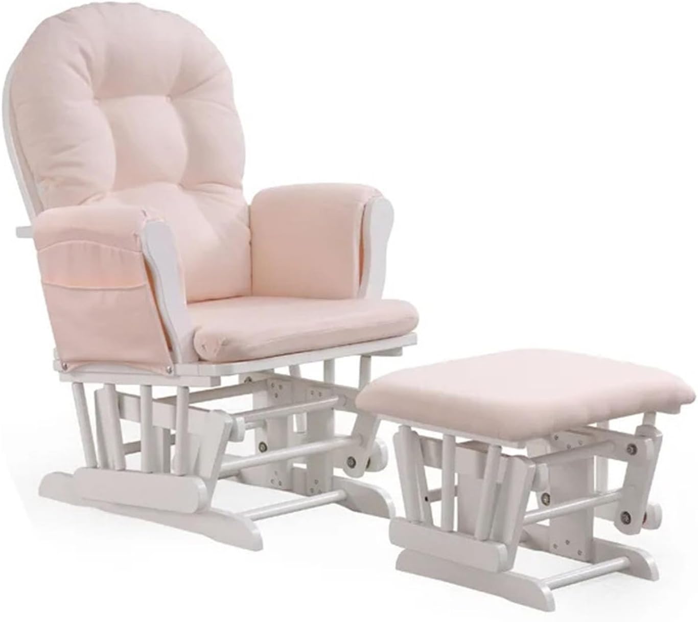 Glider Rocker Replacement Cushions, 5 PCS Soft Velvet Replacement Cushions for Glider Rocker with Storage Washable Non Slip for Glider Rocking Chair (Color : Pink)