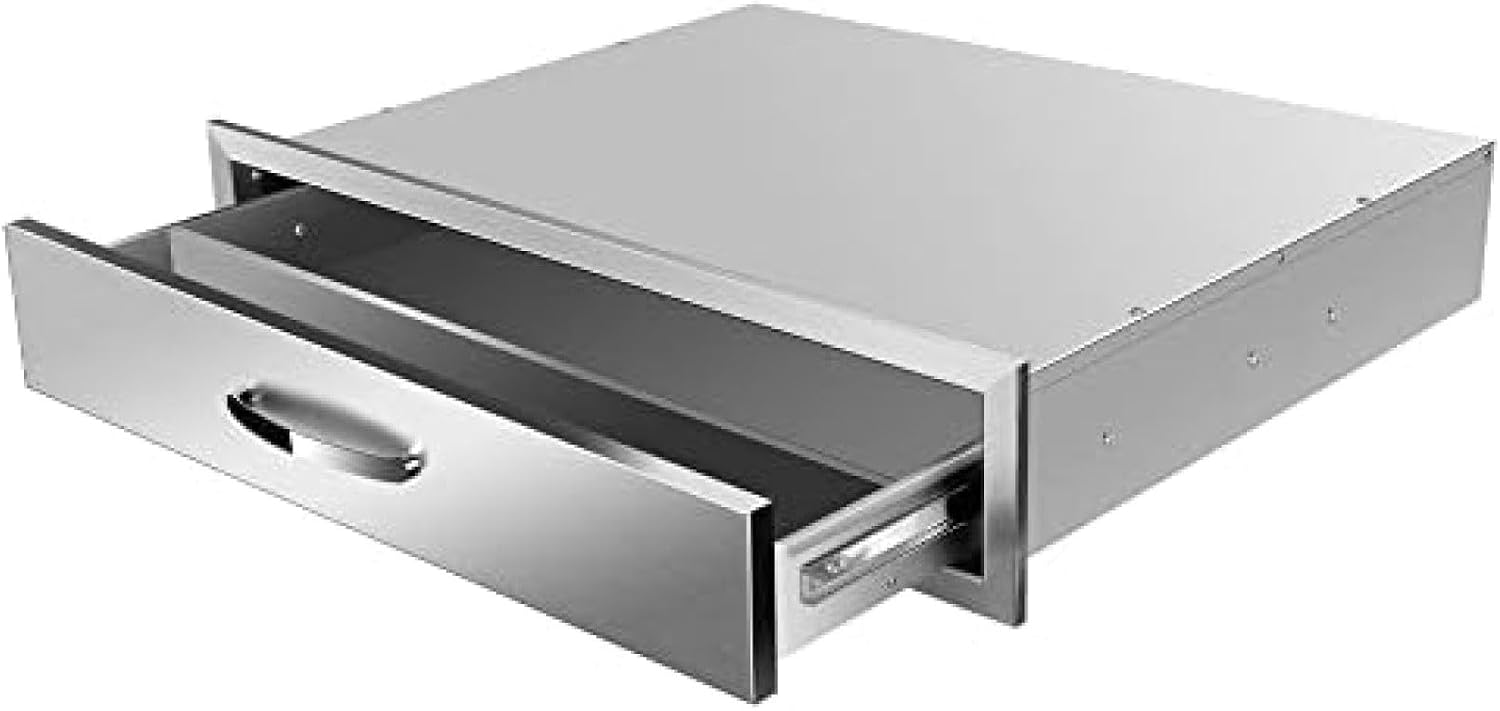 Stainless Steel Double Drawers for Outdoor Kitchen Grilling Station - BBQ Island, 30Wx23Dx6.5H