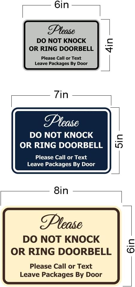 Signs ByLITA Classic Framed Please Do Not Knock Or Ring Doorbell Wall or Door Sign - Easy Installation | Mail Delivery Instruction | Do Not Disturb (Black/Silver) - Large 10 Pack