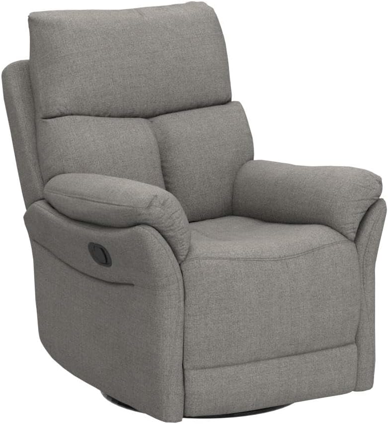 ANJ Swivel Rocker Recliner Chair, Manual Fabric Glider Nursery Recliner Chair, Single Rocking Modern Sofa Home Theater Seating for Living Room, Nursery (Silver)