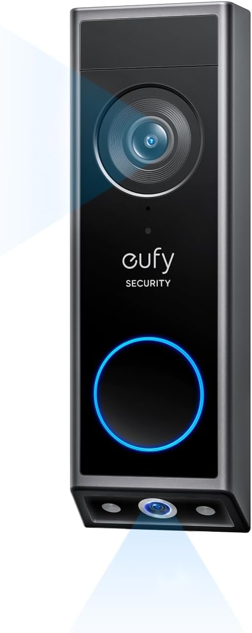 eufy Security Floodlight Camera E30 with Video Doorbell E340 (Battery Powered), 360° Pan and Tilt, AI Detection and Tracking, 2K Video, 2.4GHz Wi-Fi, Custom Voice and Light Alerts, 24/7 Recording