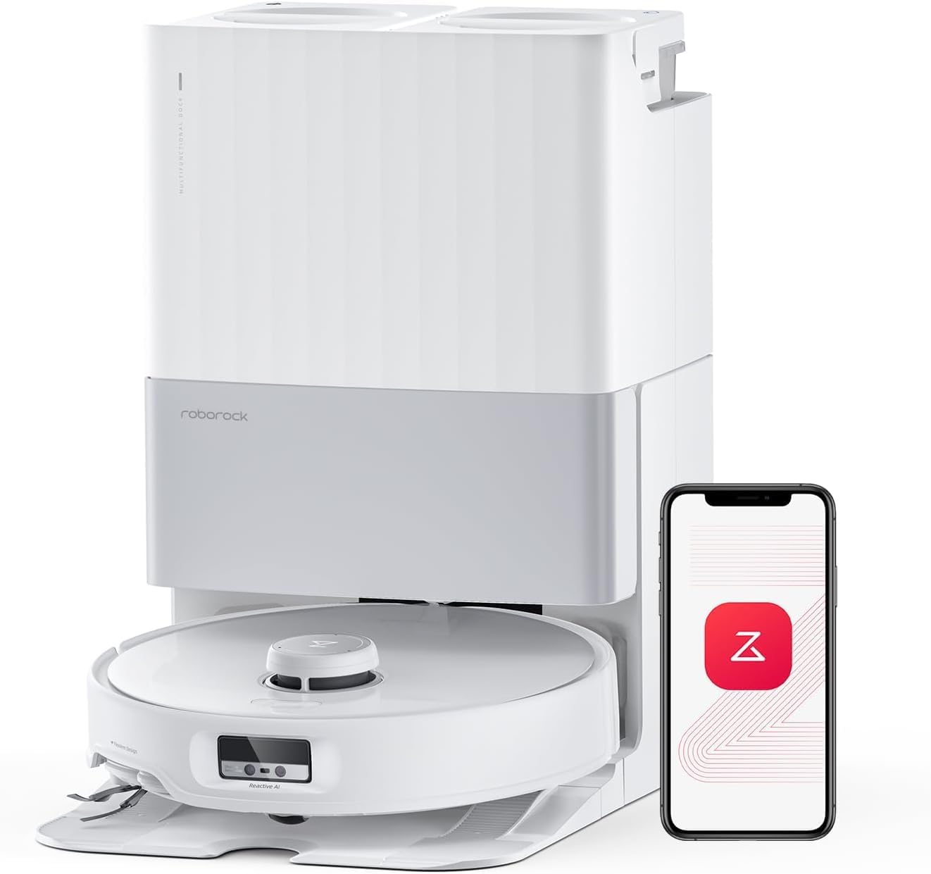 roborock Qrevo Edge Robot Vacuum and Mop, 18,500Pa Suction, Zero-Tangling, AdaptiLift Chassis, Hot Water Mop Washing & Dock Self Cleaning (Renewed)