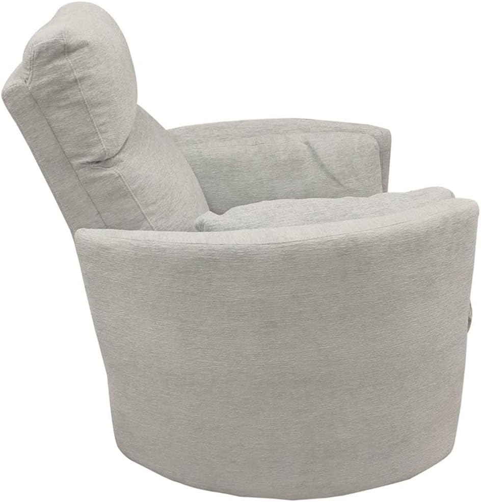 Pemberly Row Polyester Power Swivel Glider Recliner in Mineral White with USB Charging Ports and 2 Comfort Pillows for Living Room