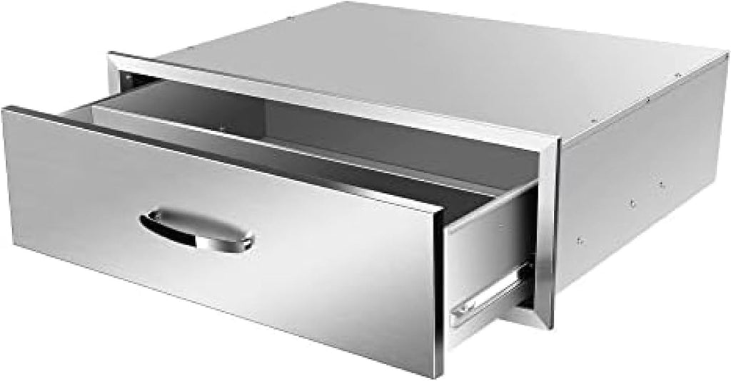 Outdoor Kitchen Drawer BBQ Drawer Outdoor Kitchen Access Drawers Horizontal- Stainless Steel Double Drawers for Outdoor Kitchen Grilling Station Or BBQ Island,30Wx23Dx10H